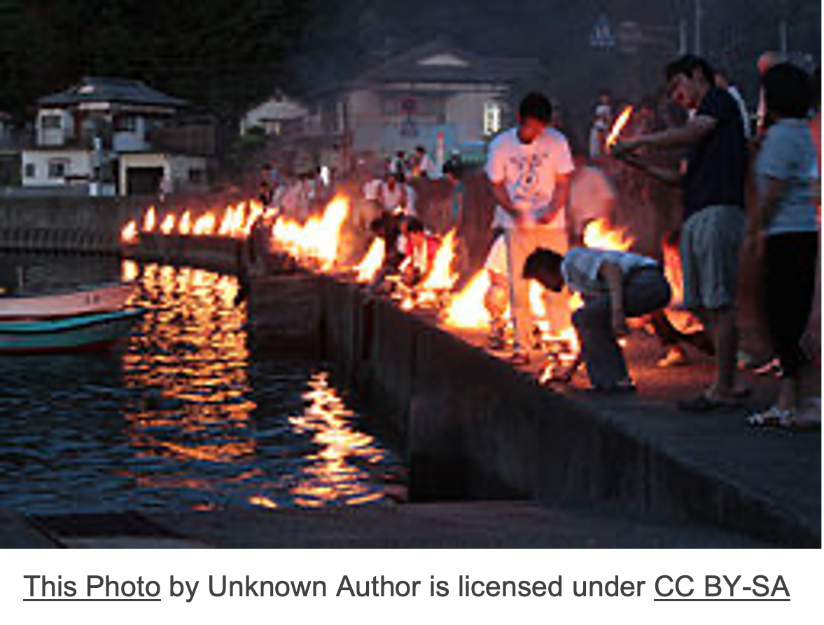 people placing lit lanterns floating on water 